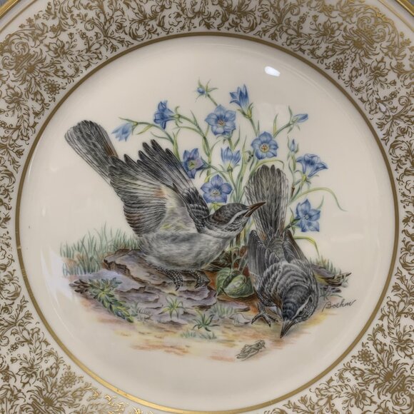 2 Lenox Porcelain Collector Plates Boehm Birds 1978 Mockingbirds 1979 Kinglets - Picture 3 of 8